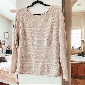 Garnet Hill Yak Hair & Merino Wool Cable Knit Sweater Size Small